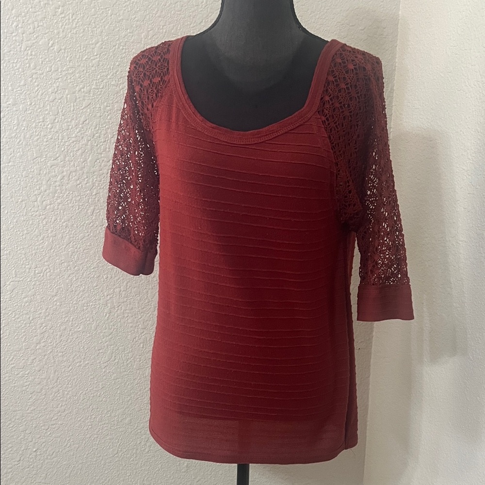 Maurices Rust Lace Sleeve Blouse